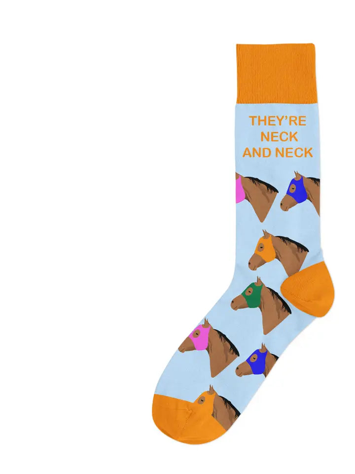 They're Neck and Neck Horse Racing Derby Socks