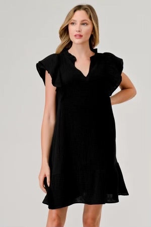 Bree Gauze Dress-Black