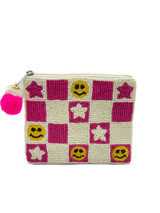 Pink Smiley and Star Pouch
