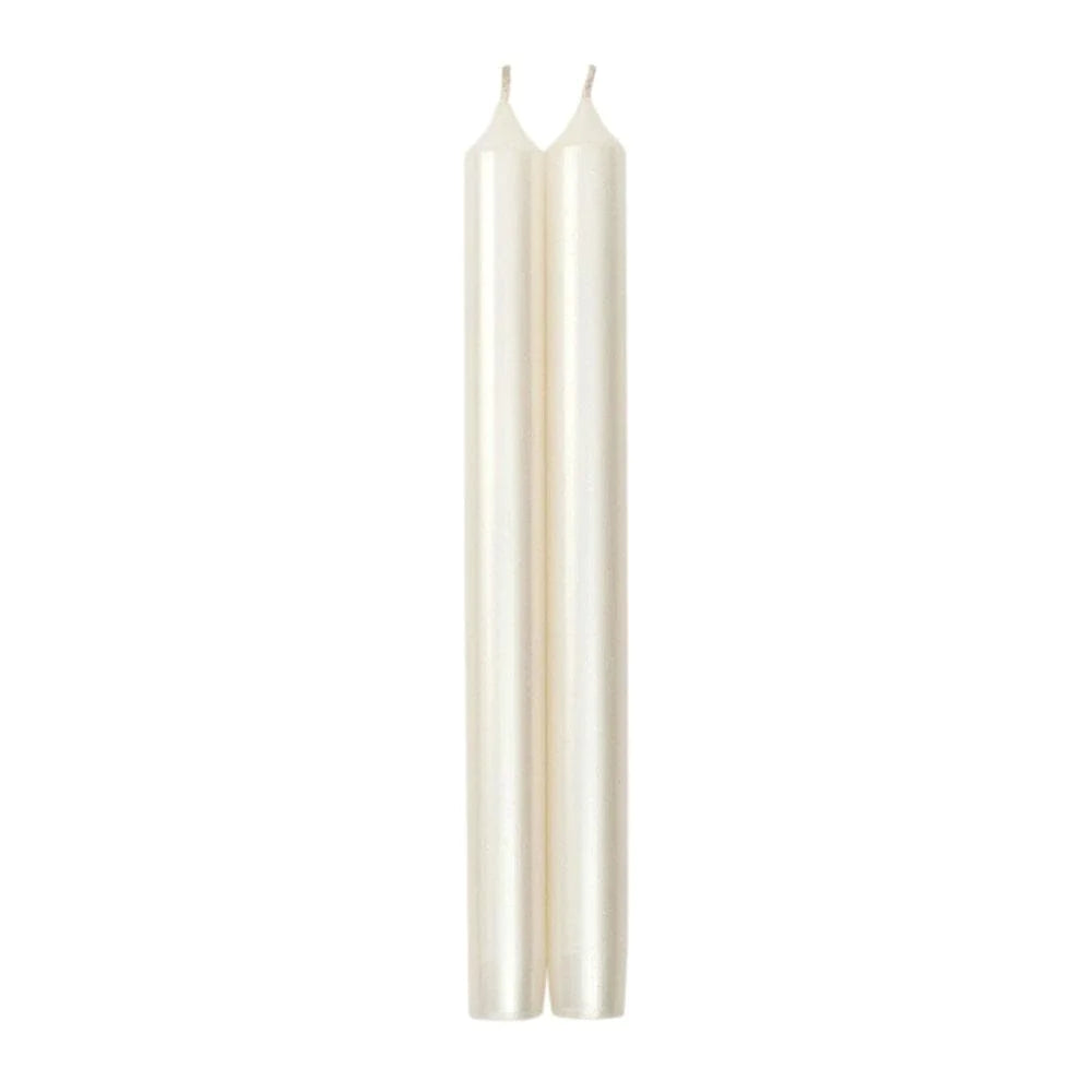 Straight Taper 10" Candles in White Pearlescent