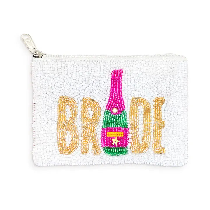 Champagne Bride Beaded Coin Purse