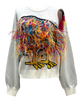 QUEEN OF SPARKLES FEATHER TURKEY SWEATER IVORY