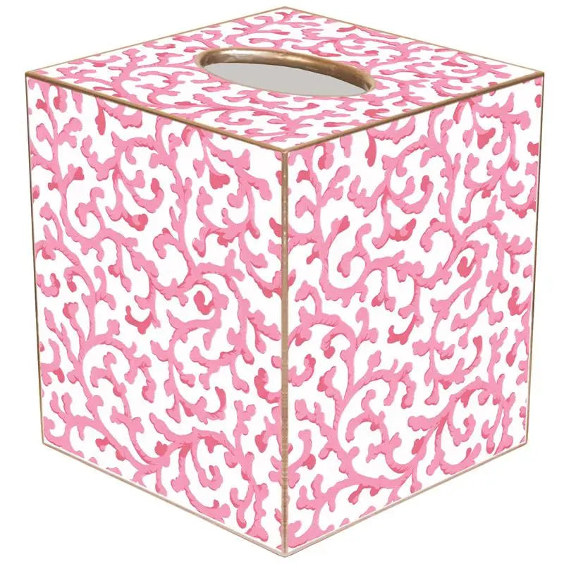 Pink Waverly Scroll Tissue Box Cover