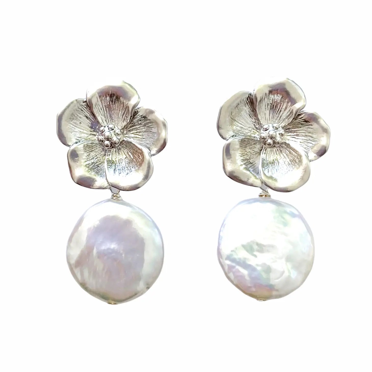 Mimi Silver & Pearl Earrings