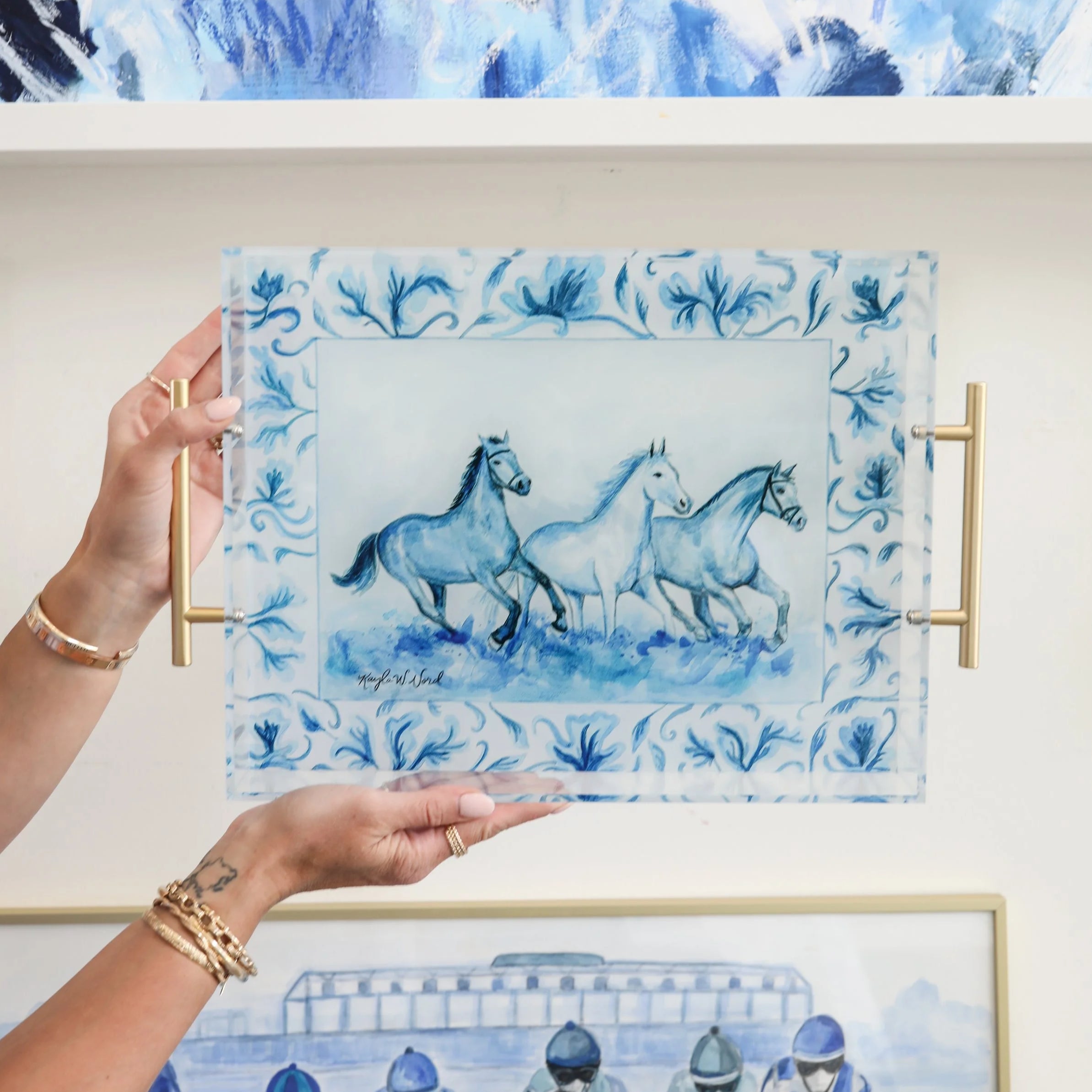 Blooms and Blues Acrylic Tray