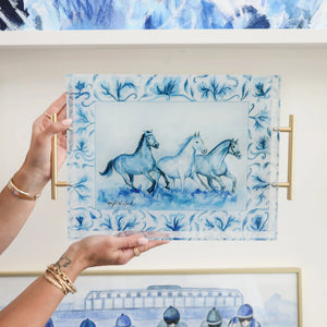 Blooms and Blues Acrylic Tray