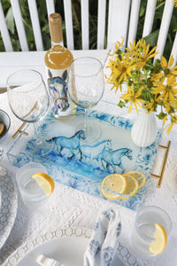 Blooms and Blues Acrylic Tray