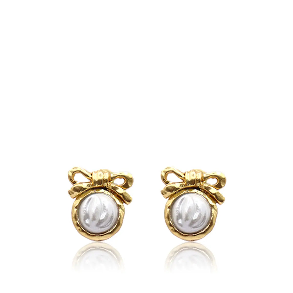 Elegant Ivory Bow Stud Earrings - Timeless Chic Style