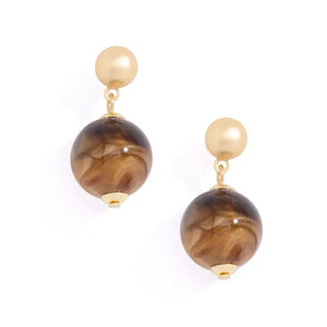 Iridescent Bead Drop Earring-Brown