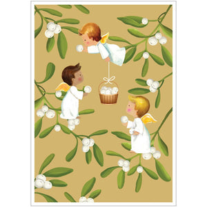 Baby And Angels Mistletoe Small Boxed Christmas Cards - includes 15 cards & envelopes