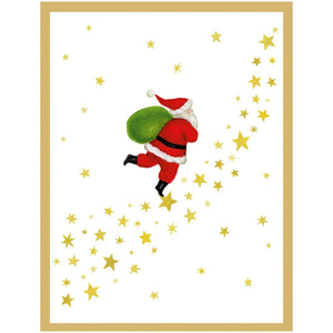 Santa And Path Of Stars Christmas Cards