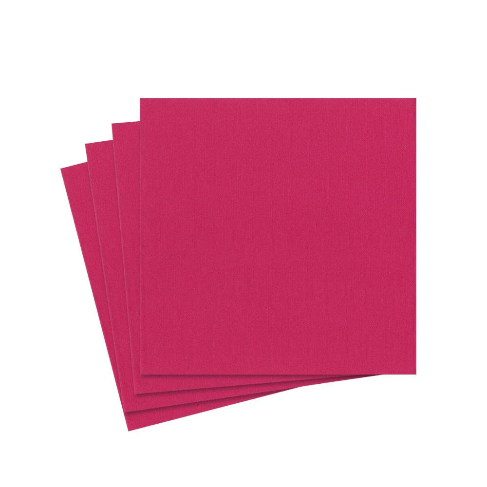 Paper Linen Solid Cocktail Napkins in Fuchsia - 15 Per Package