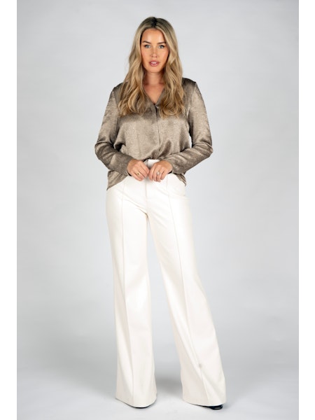 THEA EMBELLISHED MINK SATIN LONG SLEEVE TOP