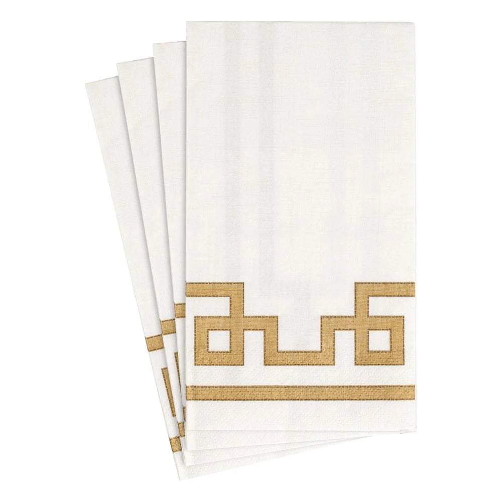 Rive Gauche Paper Guest Towel Napkins in Gold & White - 15 Per Package