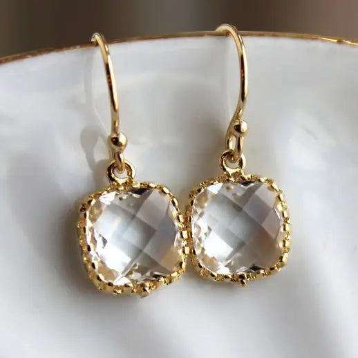 Dainty Small Gold Crystal Earrings