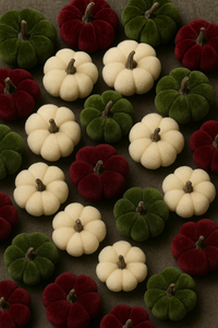 2 Inch Burgundy, Cream, and Green Velvet Filler Pumpkins