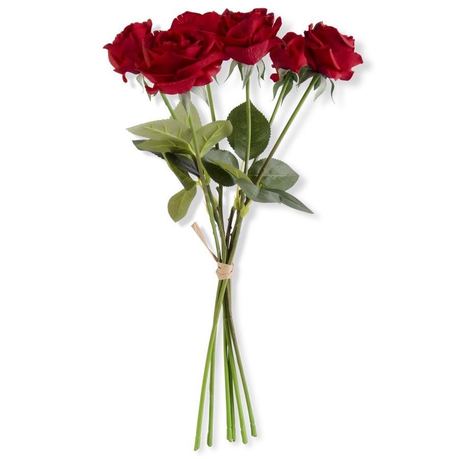 17 Inch Red Real Touch Full Bloom Rose Stem w/Foliage