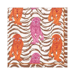 Tiger Stripe Paper Luncheon Napkins in Orange & Pink - 20 Per Package