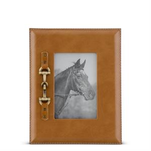 4X6 Tan Photo Frame w/Gold Horse Bit