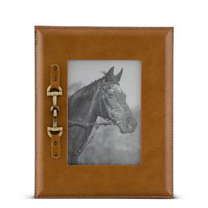 5X7 Tan Photo Frame w/Gold Horse Bit