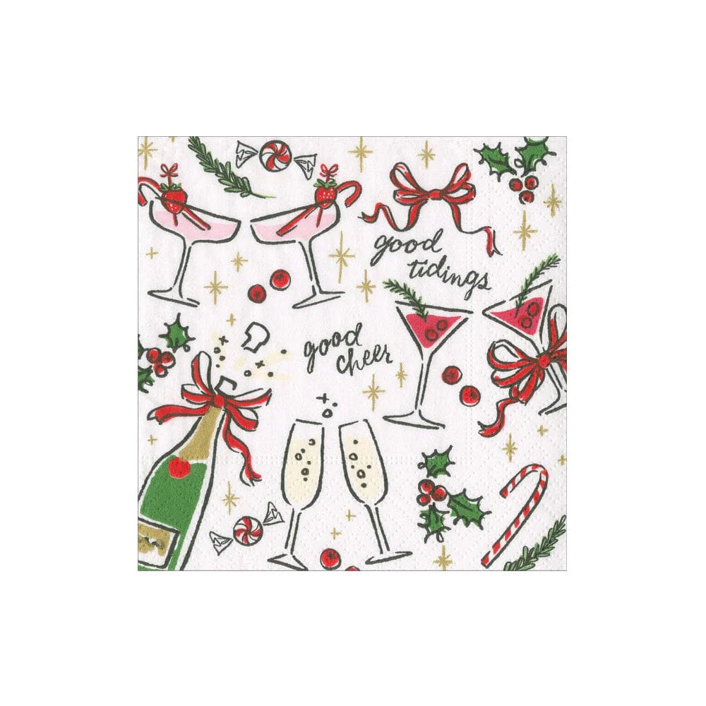 Let's Be Merry Paper Cocktail Napkins - 20 Per Package