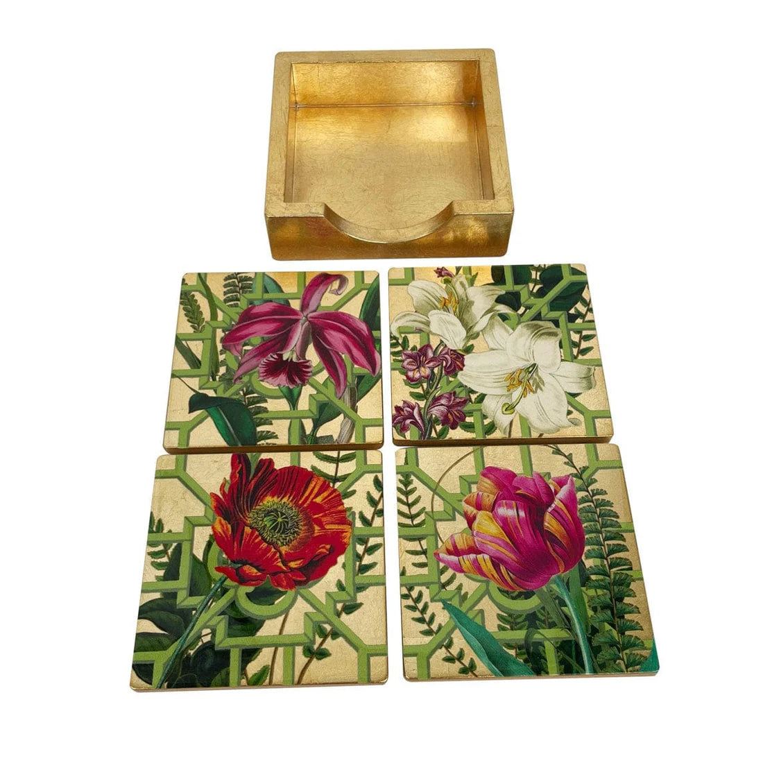 La Dolce Vita Gold Coasters - Set Of 4 In Holder