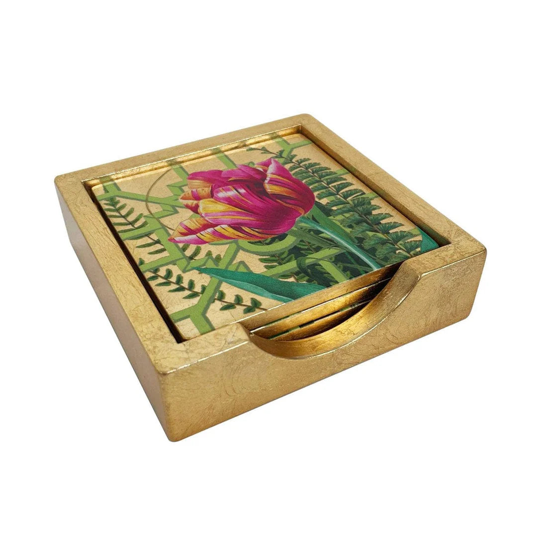 La Dolce Vita Gold Coasters - Set Of 4 In Holder