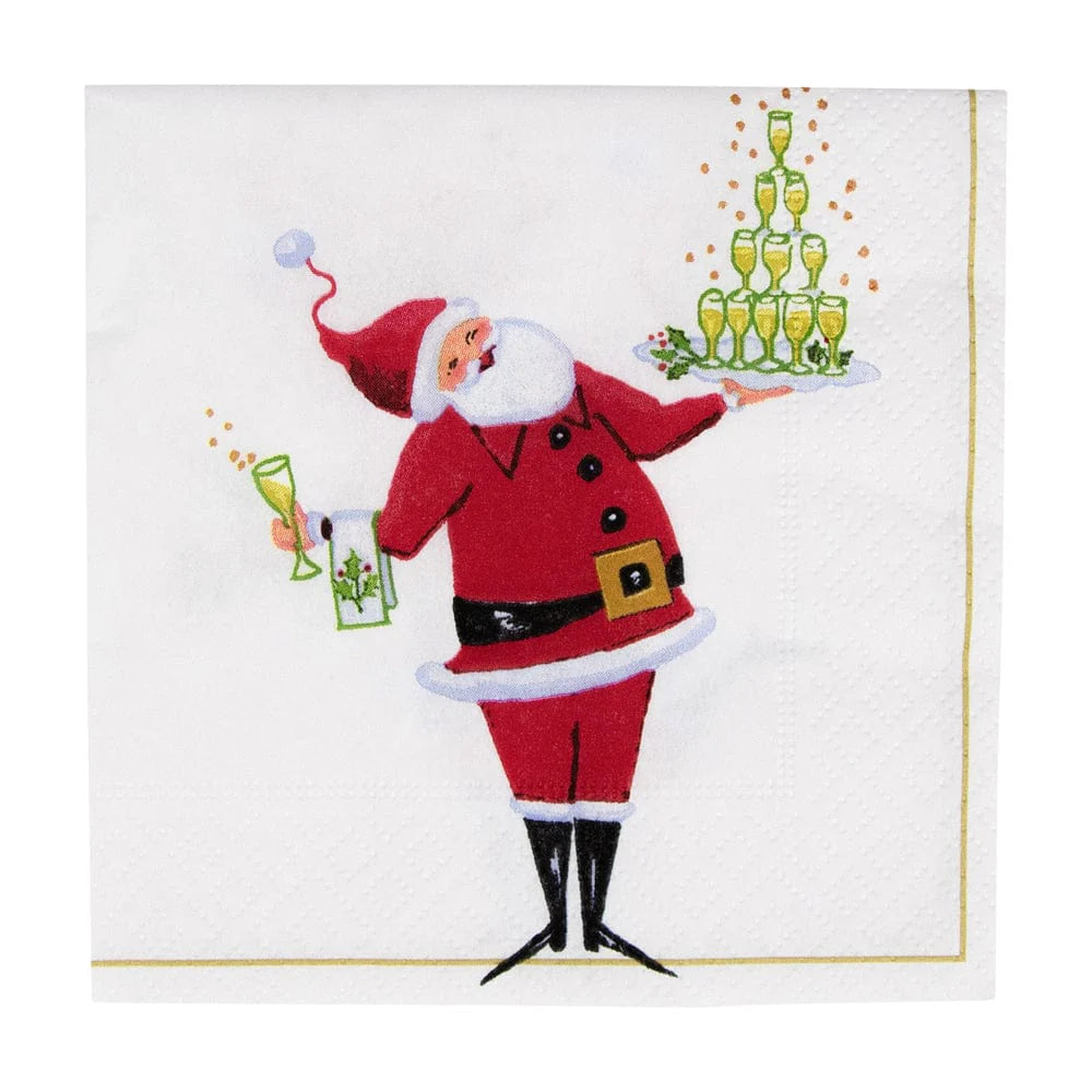 Santa Serving Drinks Cocktail Napkins - 20 Per Package