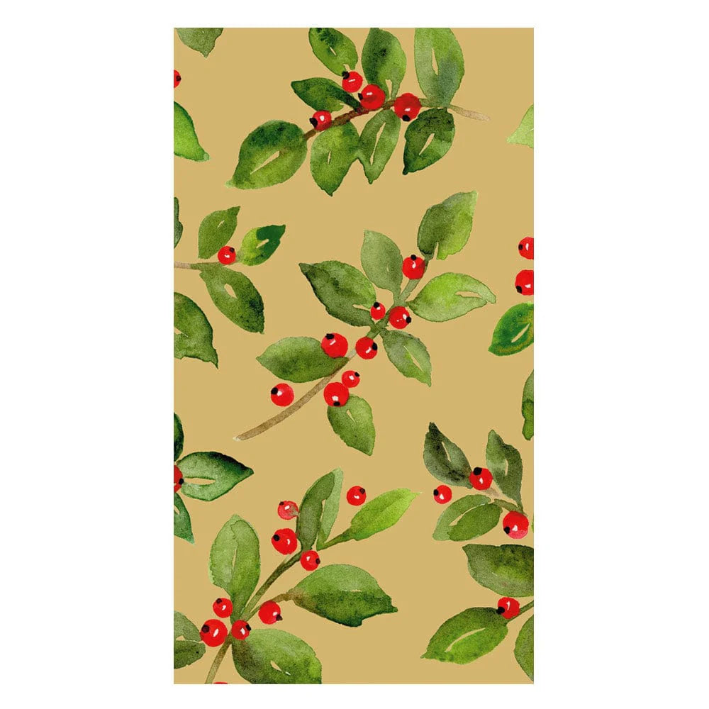 Painted Holly Gold Recycled Guest Towels - includes 15 Guest Towels
