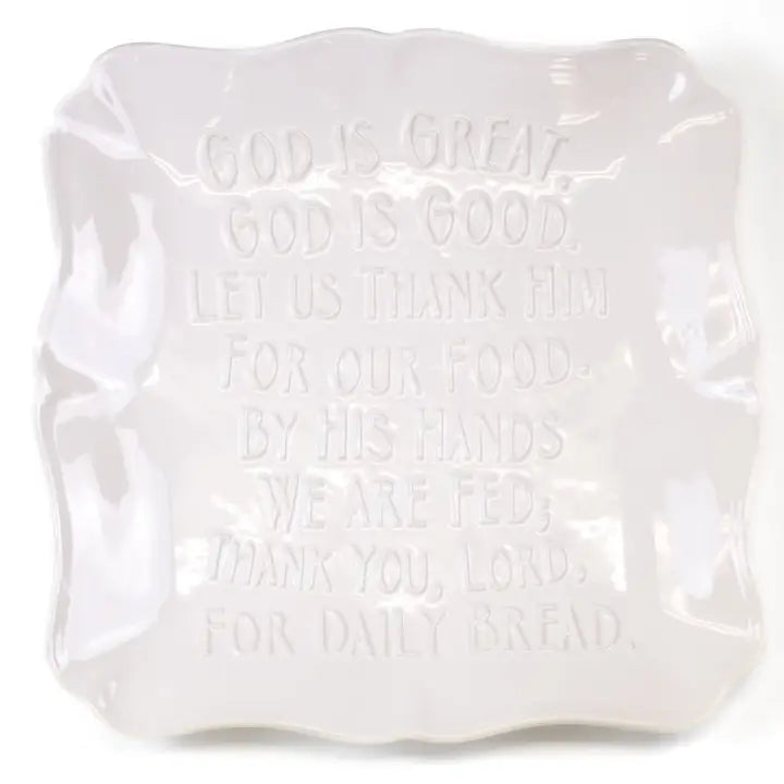 God Is Great Square Platter White 11.5x11.5