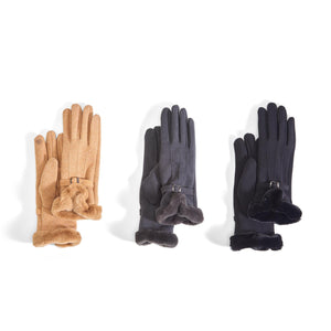 Cashmere-Like Gloves with Faux Fur Cuff
