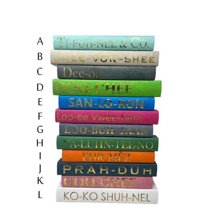 Designer Names Phonetic Spelling Gold Lettering On Spine