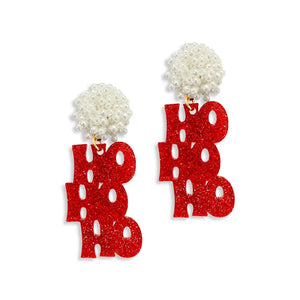 Red Glitter Ho Ho Ho Earrings