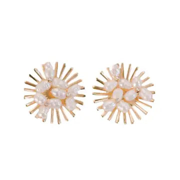 Sunburst Pearl Statement Stud Earrings