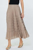 Taupe Black Pleated Midi Skirt - Elasticized Waist