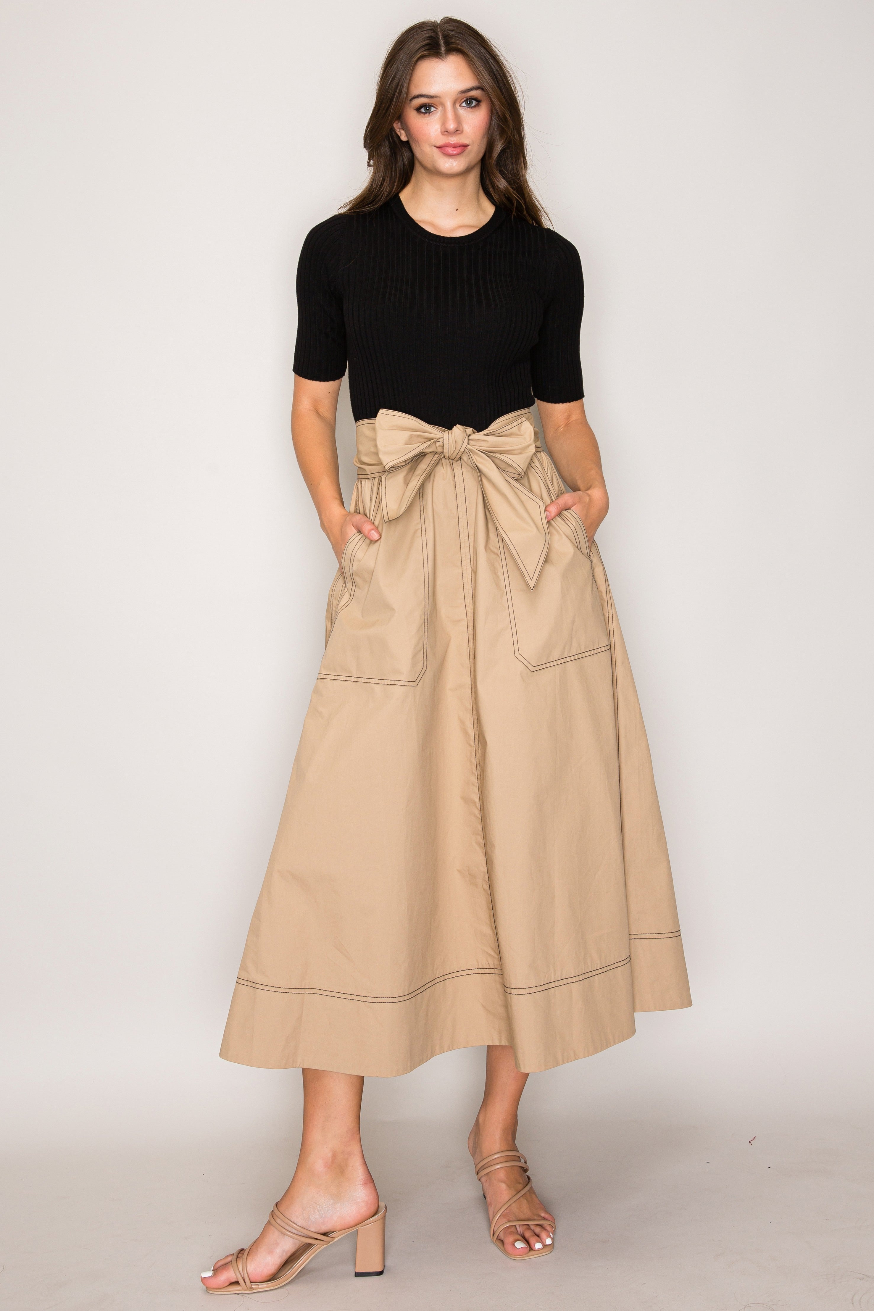 Knit Woven Maxi Dress