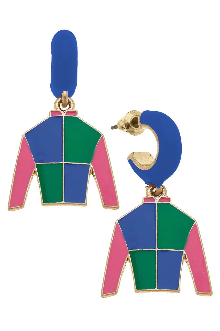 Beau Jockey Silk Huggie Drop Earrings-Blue