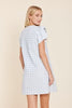 Faux Leather Embroidered Dress-Light Blue