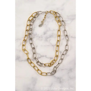 Carnic Large Paperclip Chain Necklace, Gold & Silver