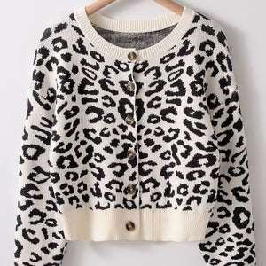 Leopard Camo Crewneck Cardigan