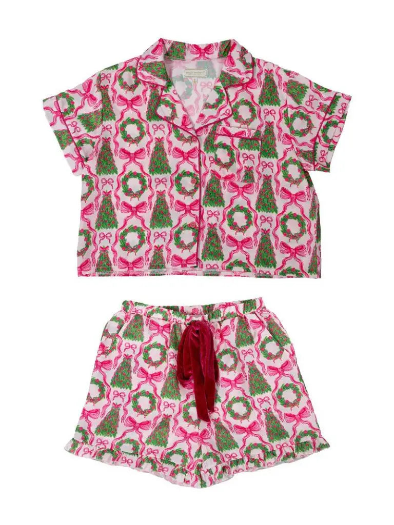 Holiday PJ Set - Wreaths and Bows