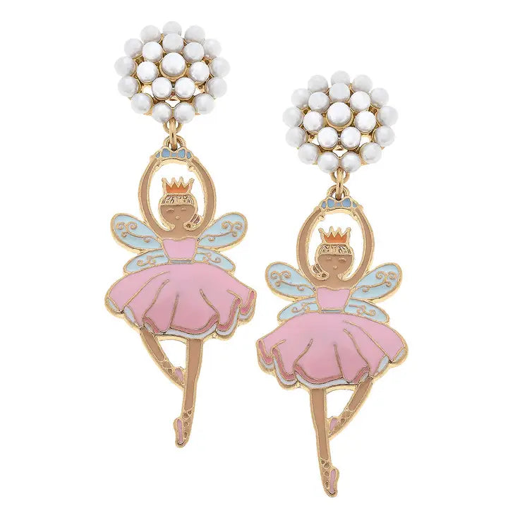 Sugar Plum Fairy Enamel Earrings in Pink