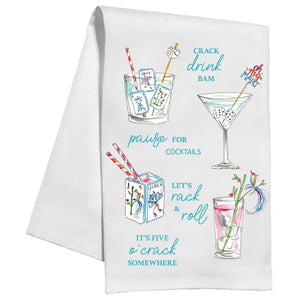 Handpainted Mahjong Cocktails Kitchen Towel