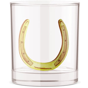 Yellow Horseshoe Bourbon Whiskey Rocks Glass