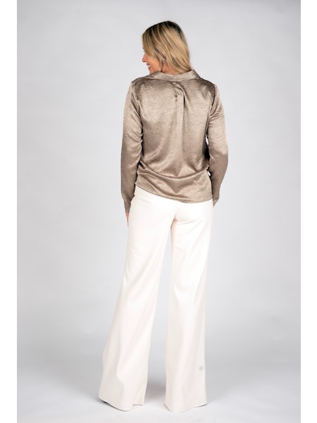 THEA EMBELLISHED MINK SATIN LONG SLEEVE TOP