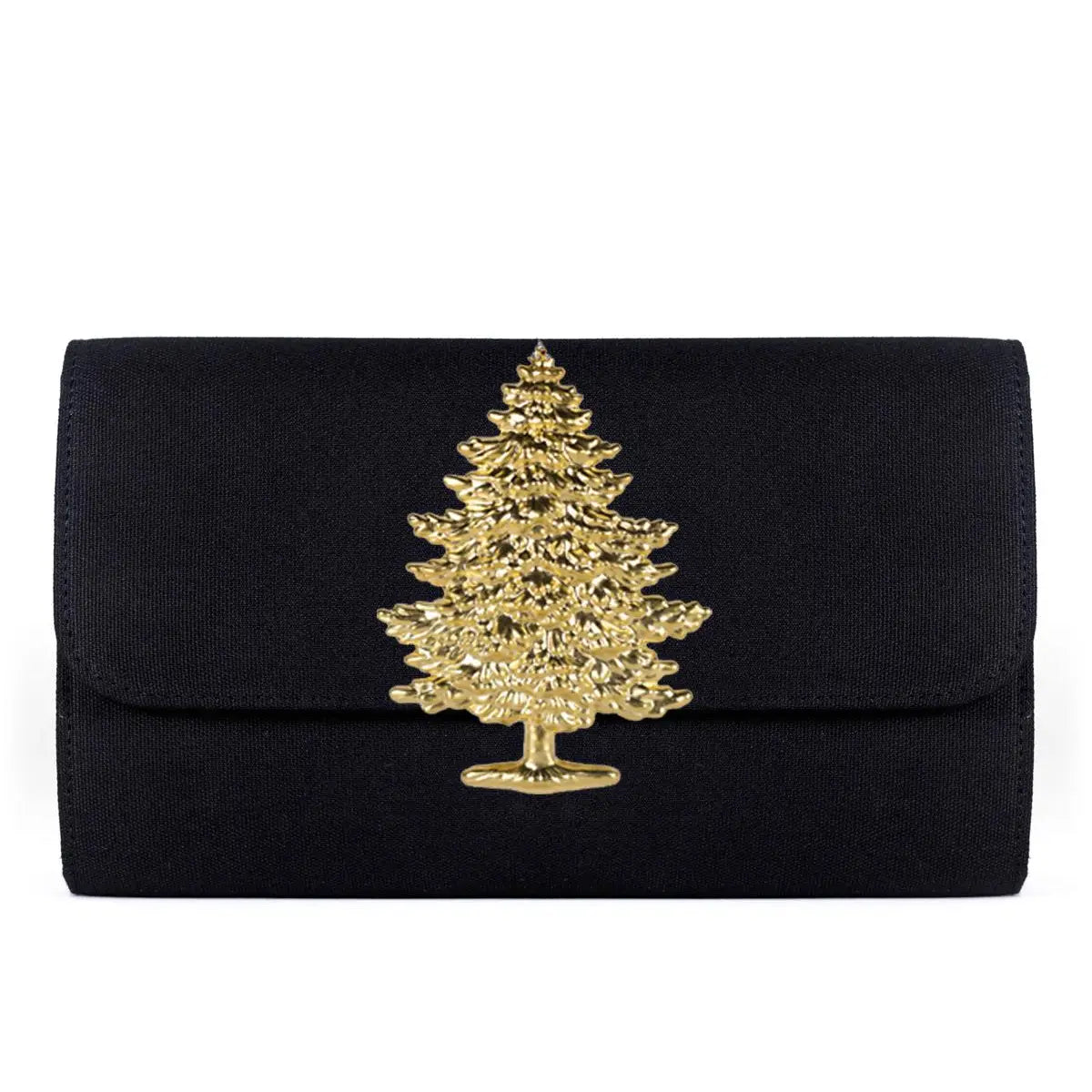 Avery Clutch - Black with Gold Tree