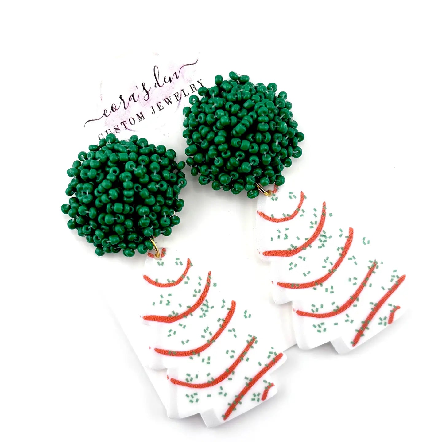 Christmas Snack Cake Tree Earrings