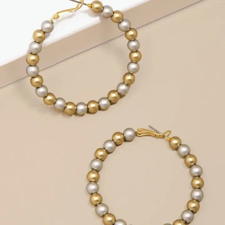 Matte Metal Beaded Hoop Earring