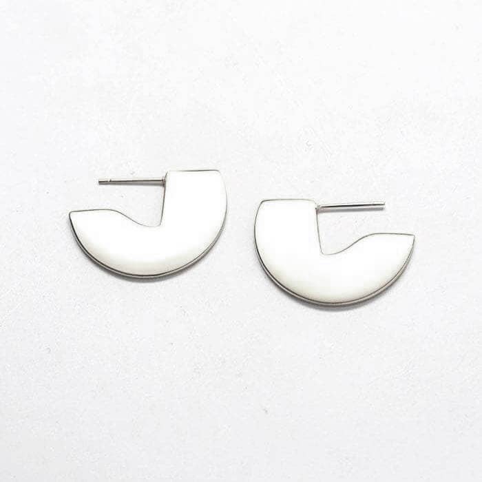 Silver Geometric Mini Semi-Circle Stud Earrings