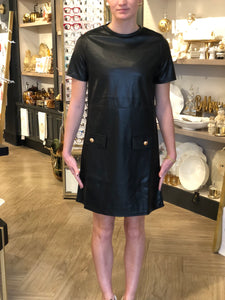 Short Sleeve Leather Dress